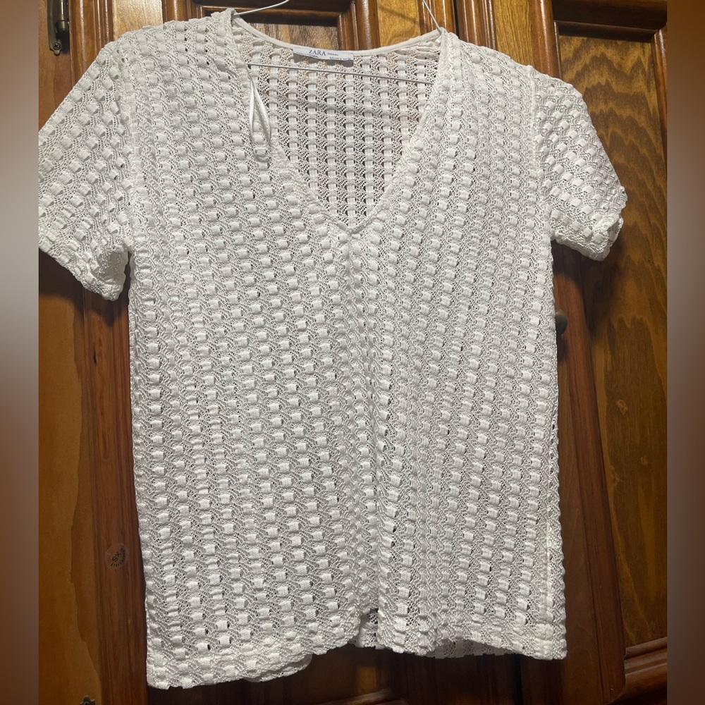 Zara small white lace top